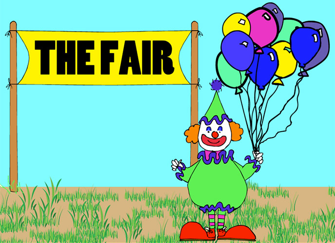 screenshot of first frame of The Fair animation video with audio